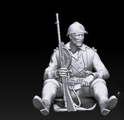 French WW2 soldier resting sitting