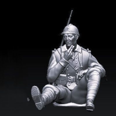 French WW2 soldier resting sitting v2