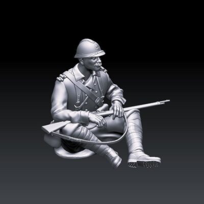 French WW2 soldier resting sitting v3