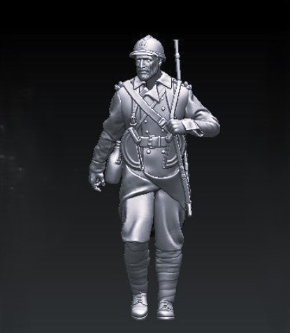 French WW2 soldier walking v3