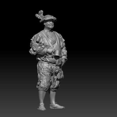 Landsknecht standing happy with a cup