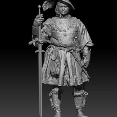 Landsknecht standing cool with greatsword