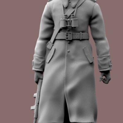 Polish WW2 soldier standing in long coat