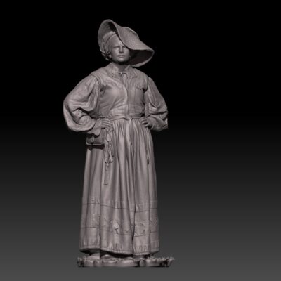 Renaissance town woman waiting