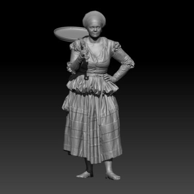 Landsknecht frau with pan over shoulder