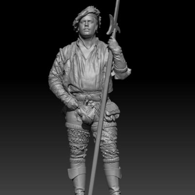 Landsknecht on guard looking afar