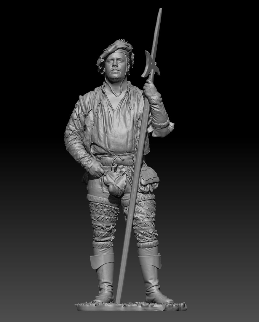 Landsknecht on guard looking afar