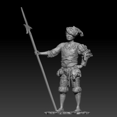 Landsknecht guarding with Halberd