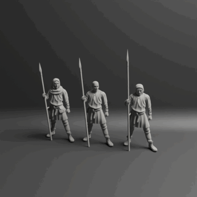 Medieval civilian guard with spear