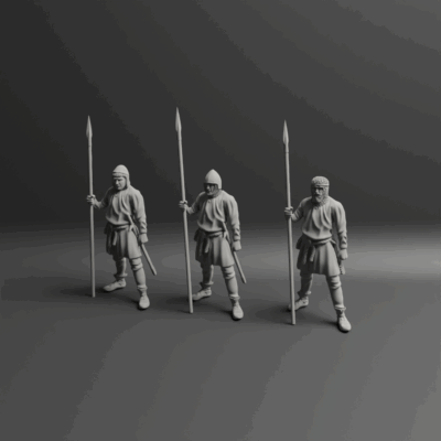 Medieval civilian guard with spear third version