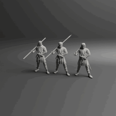 Medieval civilian staff on shoulder