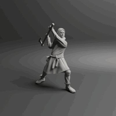 Medieval peasant levy Pose four w axe NCM