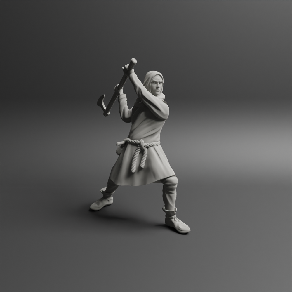 Medieval peasant levy Pose four w axe NCM