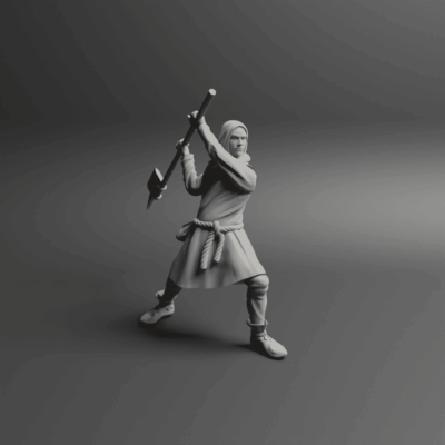 Medieval peasant levy Pose four w pole weapon NCM