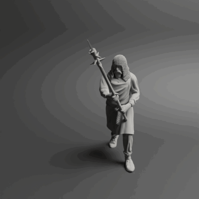 Medieval peasant levy Pose one w pike NCM