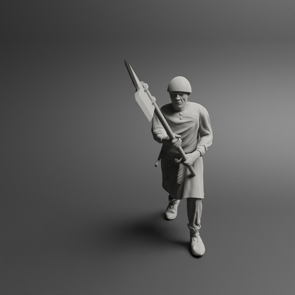 Medieval peasant levy Pose one w poleweapon NCM