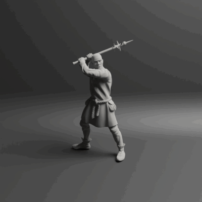 Medieval peasant levy Pose three w pike NCM