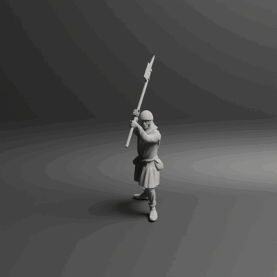 Medieval peasant levy Pose two w pole weapon NCM