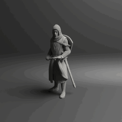 Medieval teutonic knight standing axe