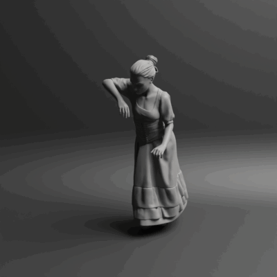 Saloon girl leaning on shoulder