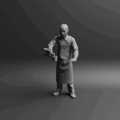 Saloon waiter pouring drink