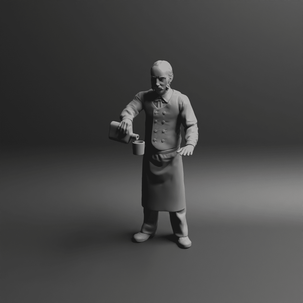 Saloon waiter pouring drink