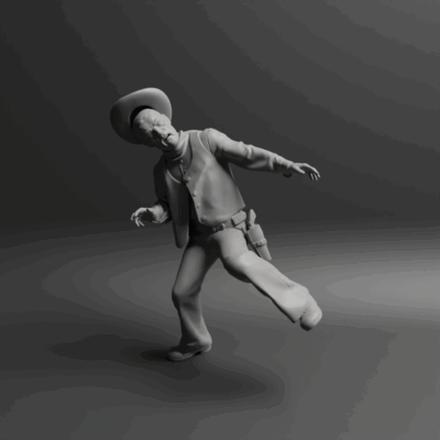 Cowboy taking a hit falling