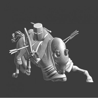 Medieval knight falling from caparison covered horse - NCM