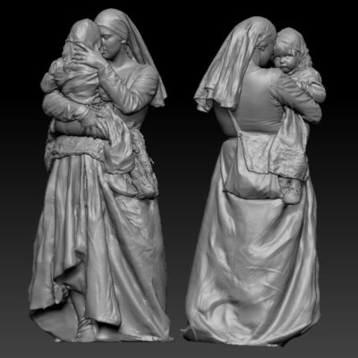 Medieval mother Carrying hugging Child 15th century