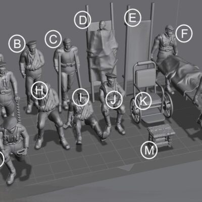 WW1 Russian Army medic injured set