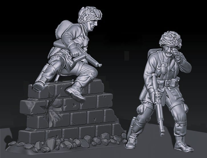 WW2 US paratroopers advance set