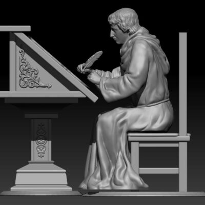 Giordano Bruno - Scriptorium set monk scribe