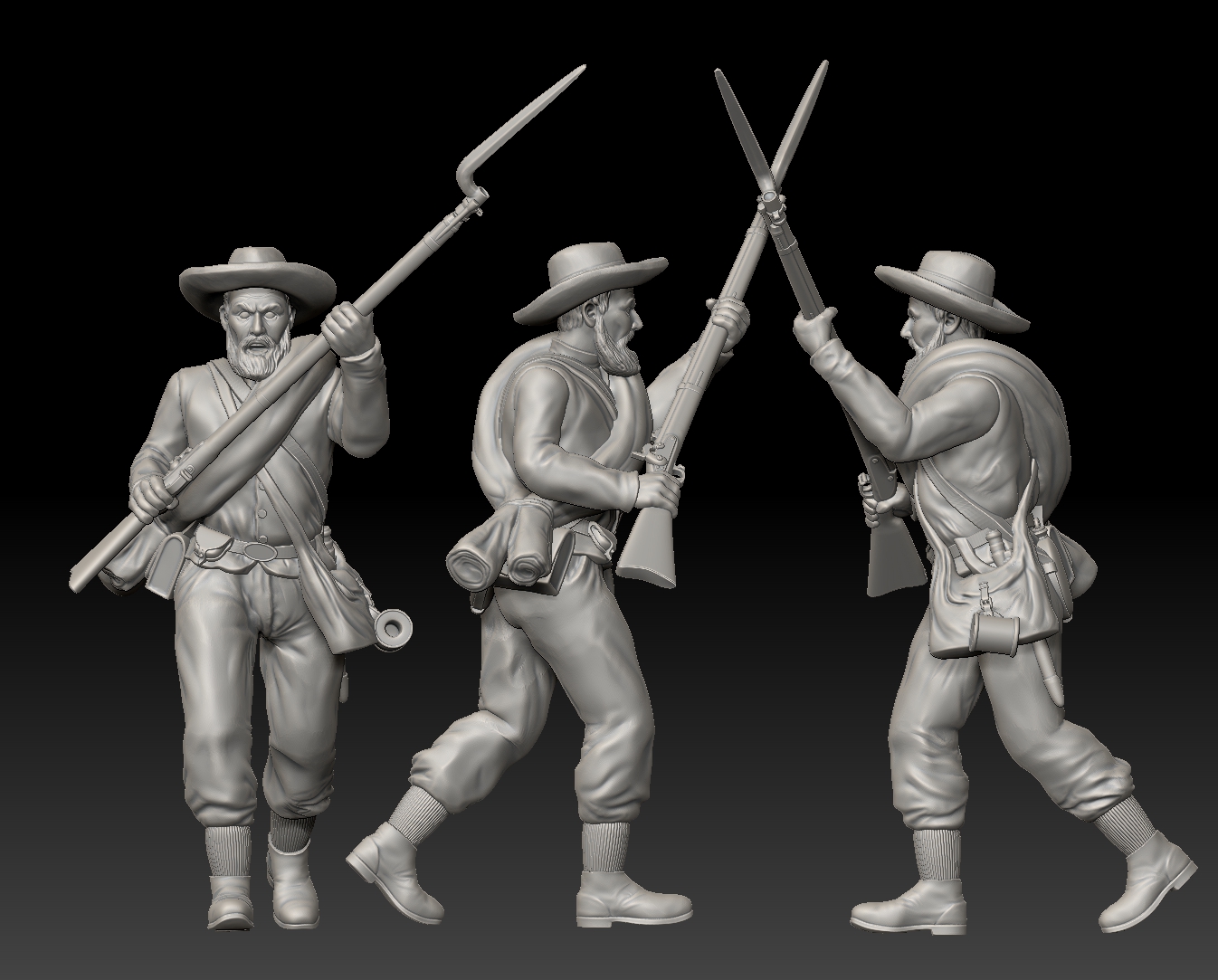 Civil War Soldier pushing forwards