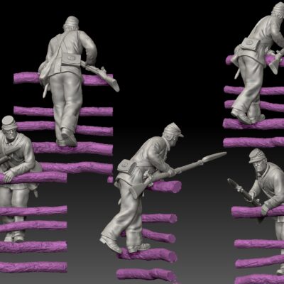 4 Union soldiers Climbing Fence set