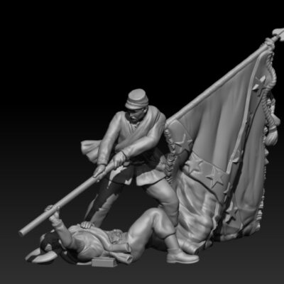 Union soldier capturing rebel flag