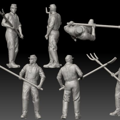 Civil war cavalry soldier working