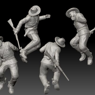 Dismounted 7th Cavalry falling shot