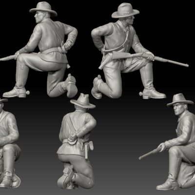 Dismounted 7th Cavalry kneeling loading