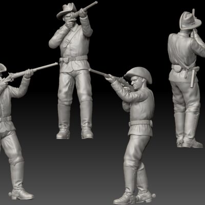 Dismounted 7th Cavalry standing firing up