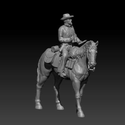 Civil war Confederate officer with map and binoculars