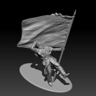 Union Color Bearer shot, winter, base, Union Flag imprinted