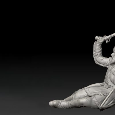 Alamo Trapper on ground with pistol