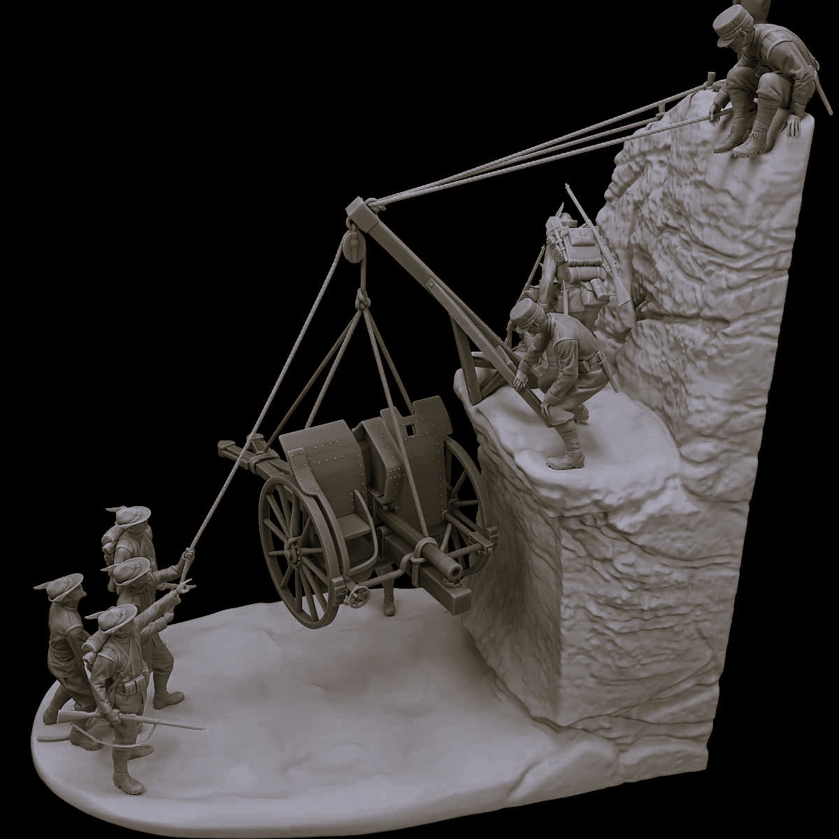 WW1 transporting cannon in the Alps set