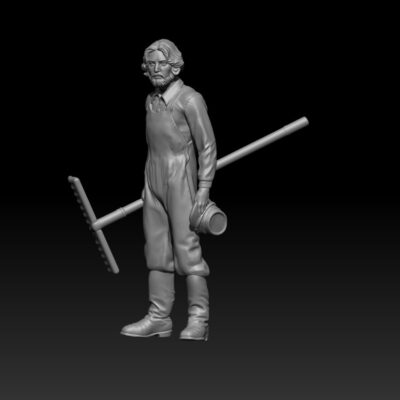 Civil war soldier with rake