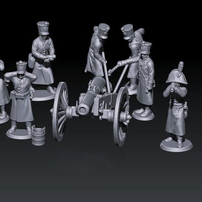 napoleonic russian foot artillery 1805-07 in greatcoats and shako