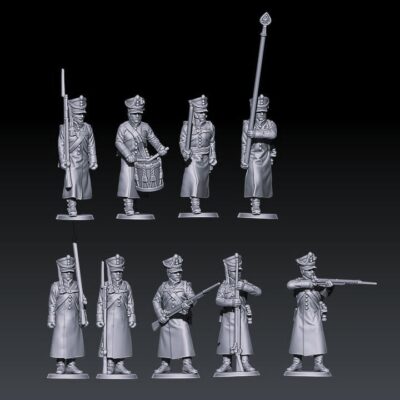 napoleonic russian musketeers with greatcoats 1812-14 set 2