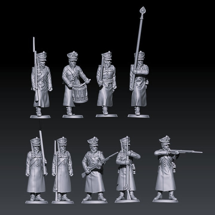 napoleonic russian musketeers with greatcoats 1812-14 set 2
