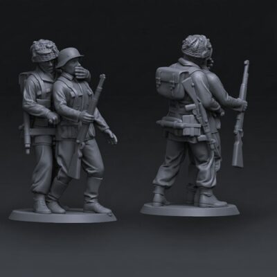 WW2 british paratroopers silent kill scene in helmets